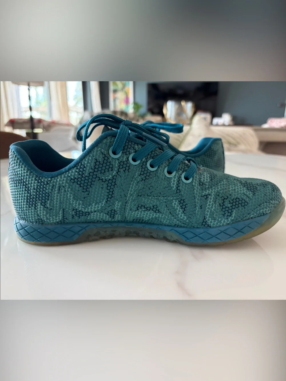 NOBULL Floral Trainer Shoes Women’s 8.5 Blue Teal CrossFit Training Sneakers
